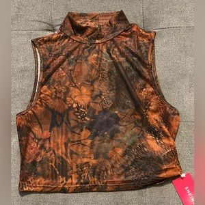 Women’s Mesh Flower Crop Top